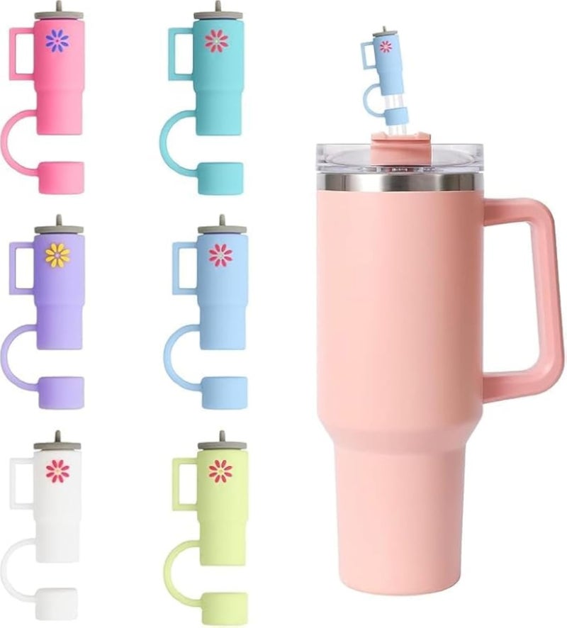 غطاء سدادة ماصة سيليكون لكوب ستانلي، قطعة واحدة، غطاء على شكل كوب لطيف متوافق مع أكواب سعة 30 و40 أونصة بمقبض، أغطية ذات أطراف 10 مم (لون عشوائي)